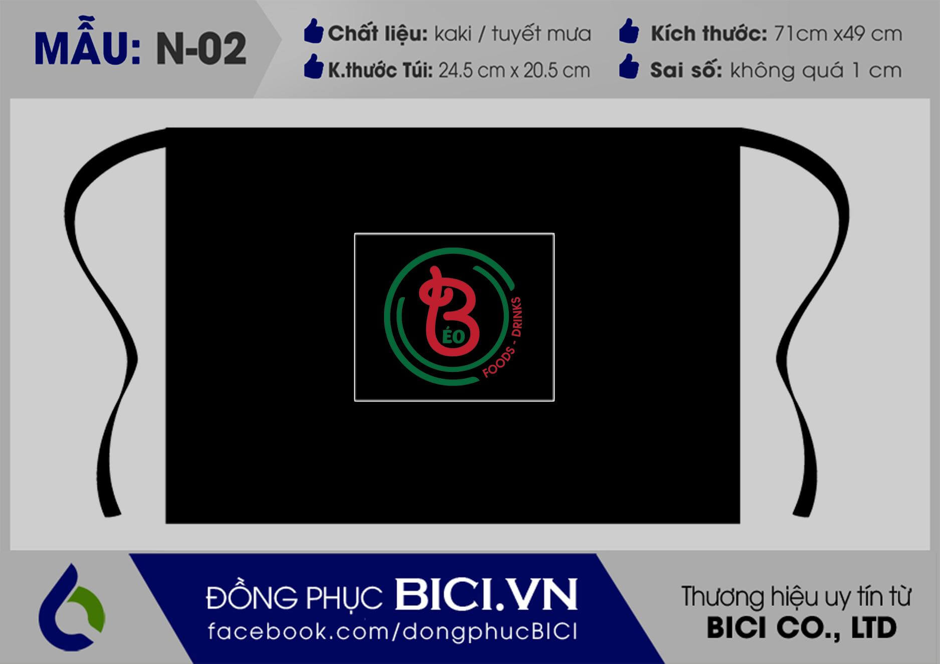 đồng phục tạp dề quán Béo dạng ngắn màu đen đồng phục tạp dề quán Béo dạng ngắn màu đen