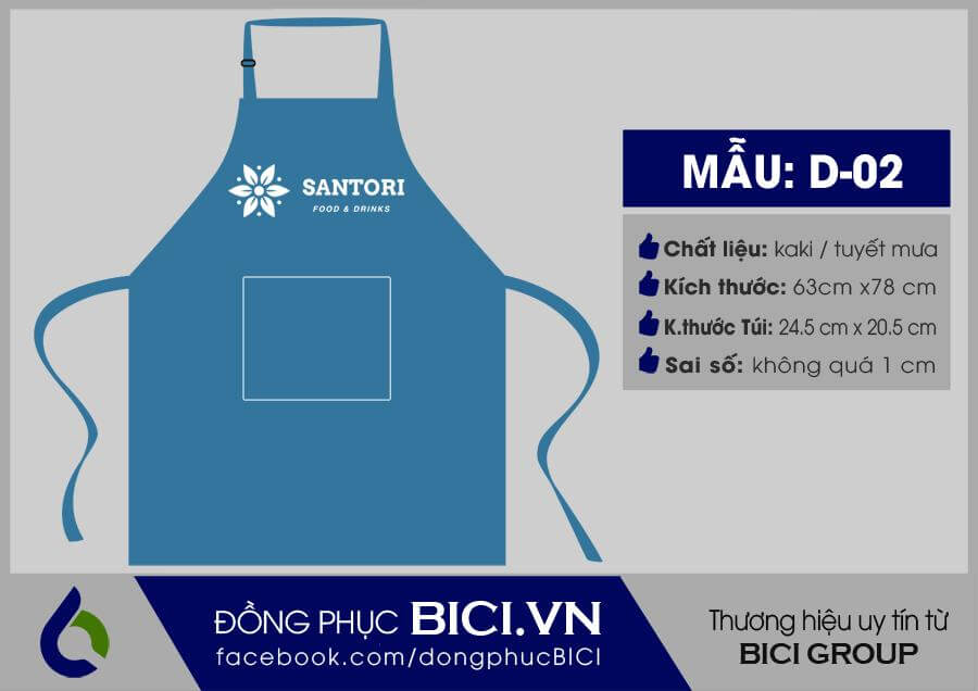 đồng phục tạp dề santoni dạng yếm màu xanh đồng phục tạp dề santoni dạng yếm màu xanh