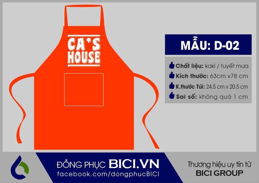 đồng phục tạp dề Ca's House dạng yếm màu cam đồng phục tạp dề Ca's House dạng yếm màu cam