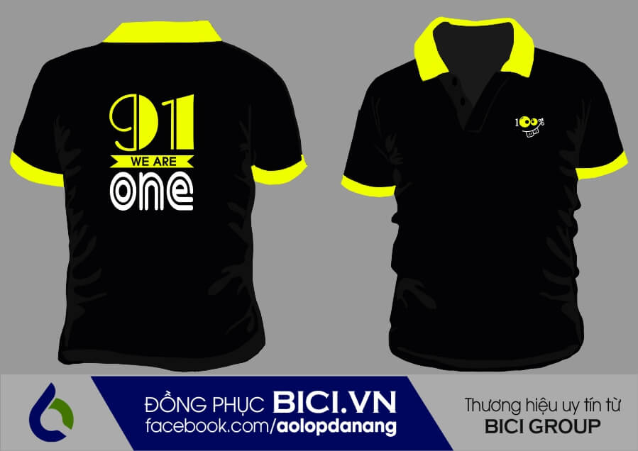 đồng phục áo lớp màu đen cổ bẻ phối vàng đồng phục áo lớp màu đen cổ bẻ phối vàng