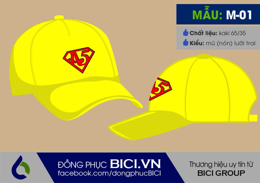 mũ đồng phục lớp màu vàng bắt mắt mũ đồng phục lớp màu vàng bắt mắt