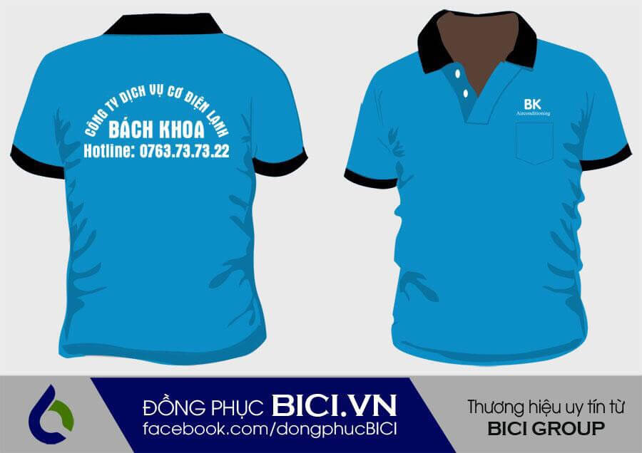 đồng phục cơ điện lạnh Bách Khoa cổ bẻ màu xanh thiên thanh đồng phục cơ điện lạnh Bách Khoa cổ bẻ màu xanh thiên thanh