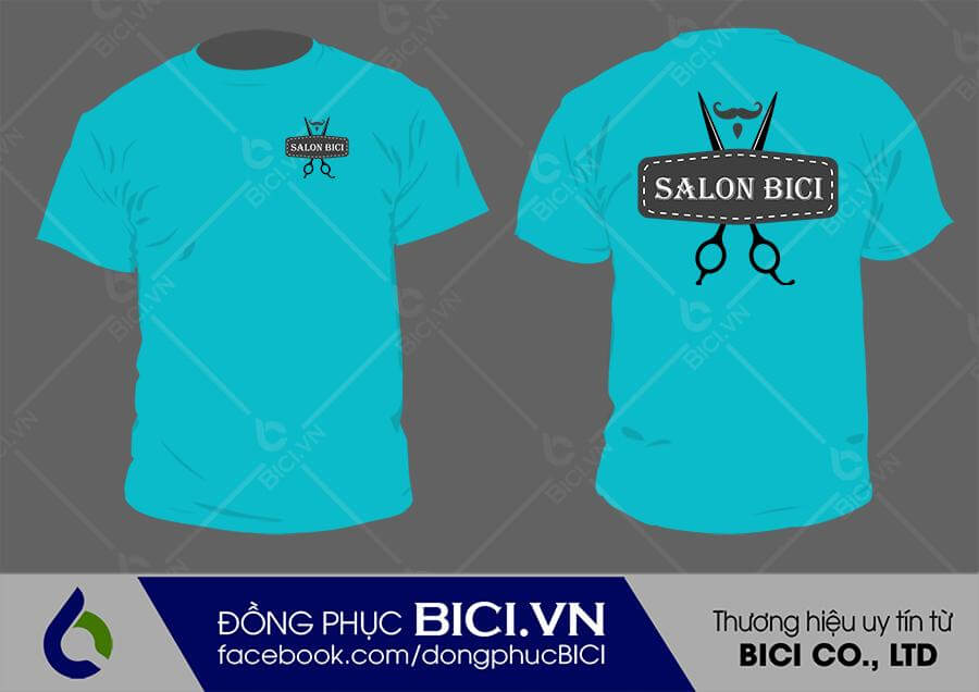 đồng phục tiệm tóc màu xanh thiên thanh cá tính
