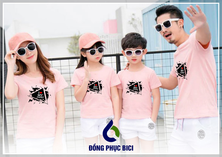 đồng phục gia đình màu hồng phấn đồng phục gia đình màu hồng phấn