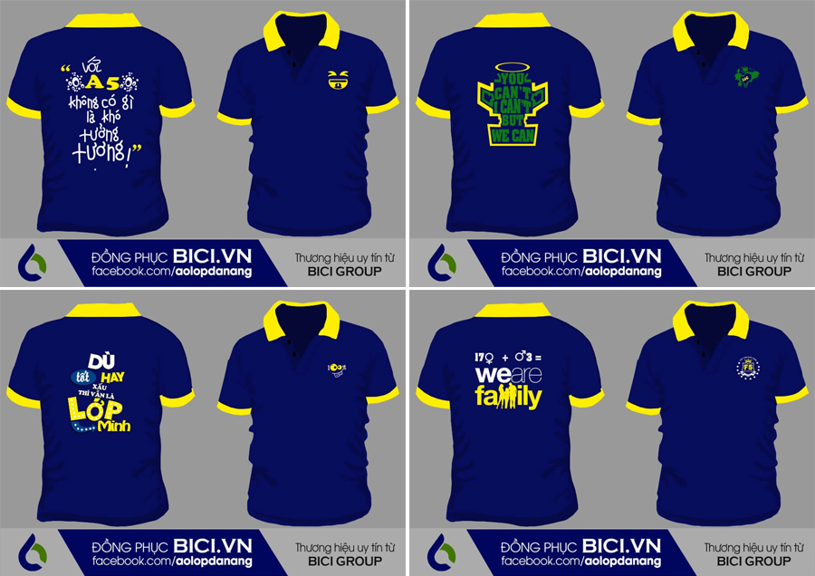 áo lớp màu xanh bích có cổ