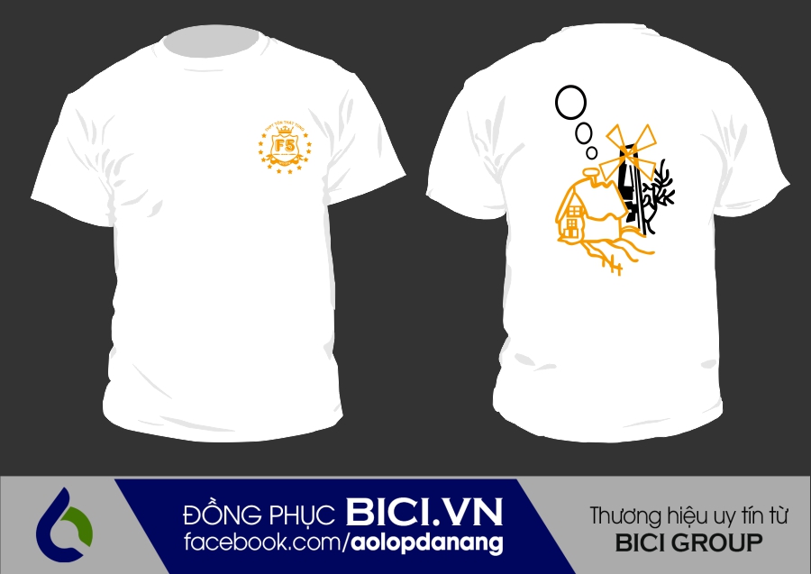 áo lớp màu trắng cổ tròn 