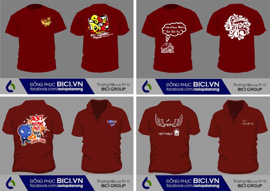 Mẫu áo lớp cực chất màu đỏ đô