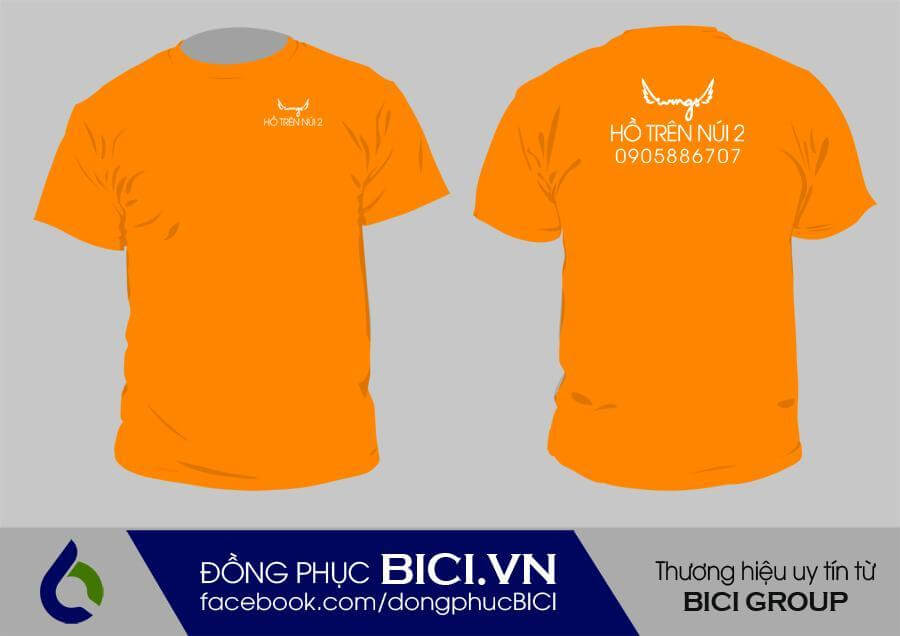Mẫu áo đồng phục quán nhậu hồ trên núi màu cam