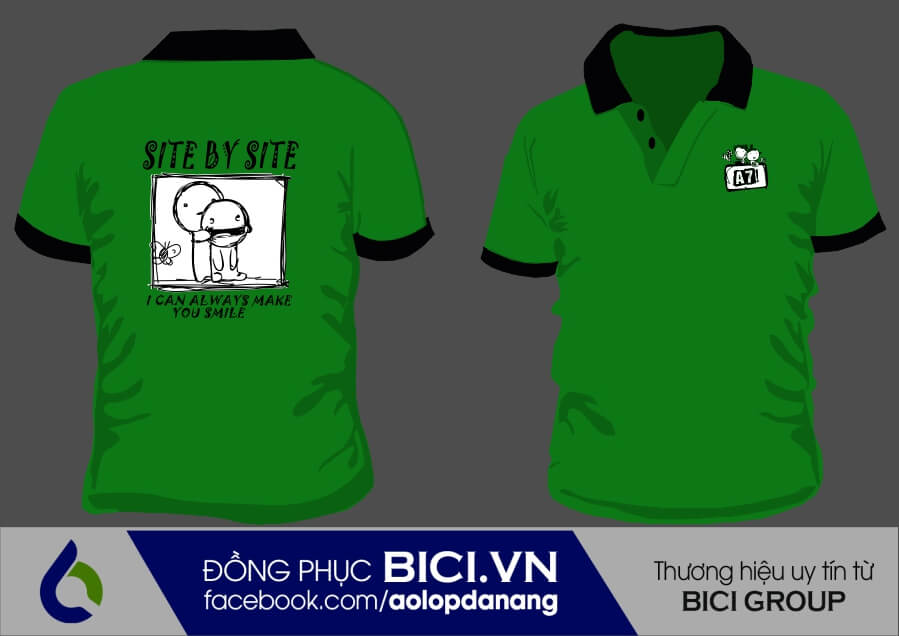 áo đồng phục lớp màu xanh lá có cổ áo đồng phục lớp màu xanh lá có cổ