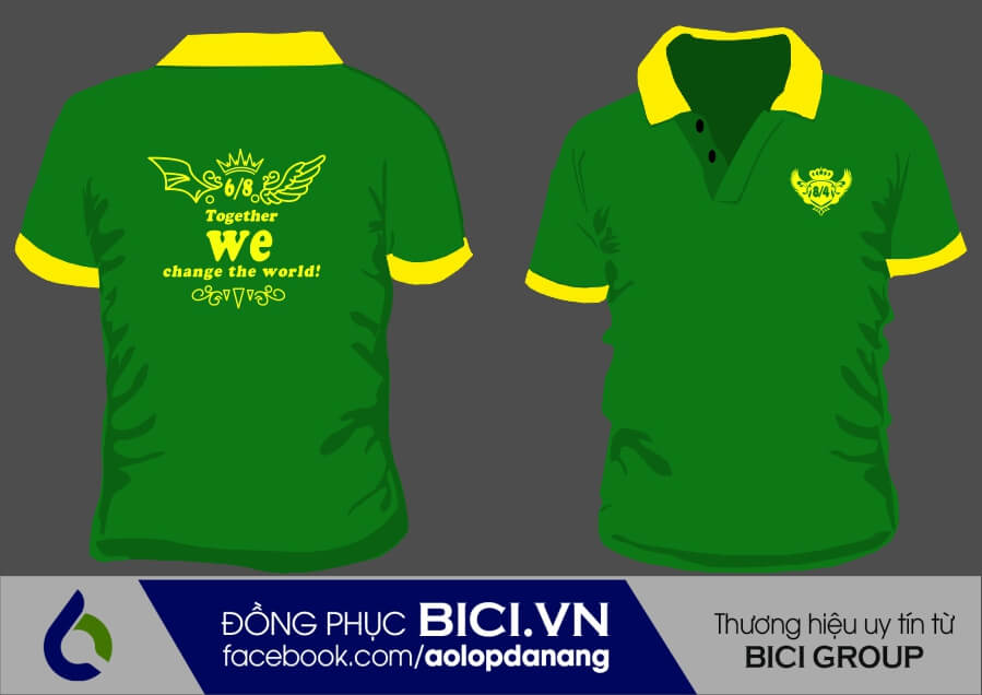 áo đồng phục lớp màu xanh lá có cổ áo đồng phục lớp màu xanh lá có cổ