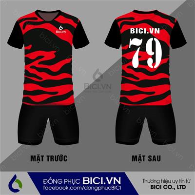 Mẫu Áo Bóng Đá Sọc Đỏ Đen Đẹp 