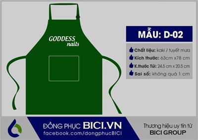 Mẫu Đồng Phục Tạp Dề Goddess Nails Dạng Yếm Màu Xanh Két