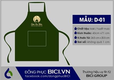 Mẫu Đồng Phục Tạp Dề Góc An Yên Dạng Yếm Màu Xanh Rêu