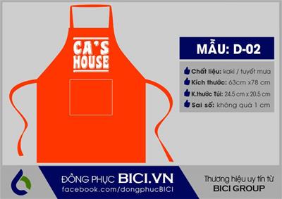 Mẫu Đồng Phục Tạp Dề Ca's House Dạng Yếm Màu Cam