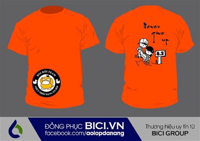 Mẫu Đồng Phục Áo Lớp Màu Cam Tươi Cổ Tròn