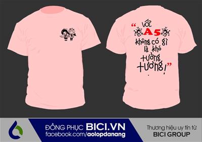 Mẫu Đồng Phục Áo Lớp Màu Hồng Phấn Cổ Tròn