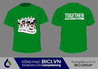 Mẫu Đồng Phục Áo Lớp Màu Xanh Két Cổ Tròn