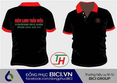 Mẫu Đồng Phục Điện Lạnh Trần Hiếu Cổ Bẻ Màu Đen