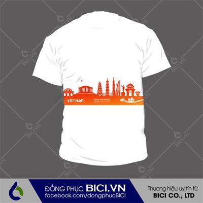 Mẫu Đồng Phục Nhóm Đi Du Lịch Cổ Tròn Màu Trắng