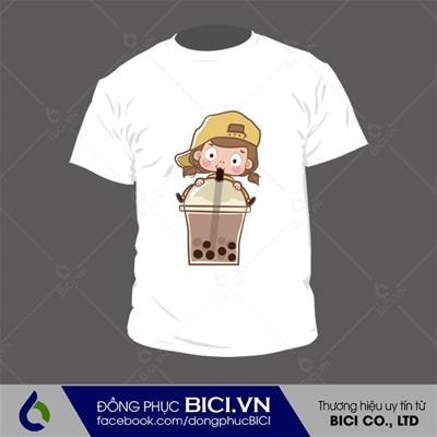 Mẫu Đồng Phục Nhóm Màu Trắng Hình In Dễ Thương