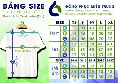 Bảng Size Áo Thun Tại Đồng Phục Miền Trung