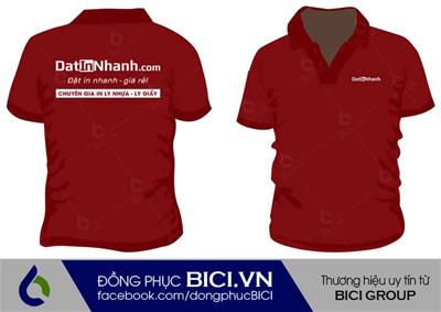 Đồng Phục Nhân Viên Đặt In Nhanh.com Màu Đỏ Đô Hiện Đại 