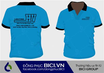 Đồng Phục Nhân Viên HV Lighting Màu Xanh Viền Đen Trẻ Trung