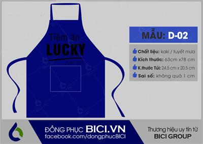 Đồng Phục Tạp Dề Tiệm Ăn Lucky Màu Xanh Bích Ấn Tượng 